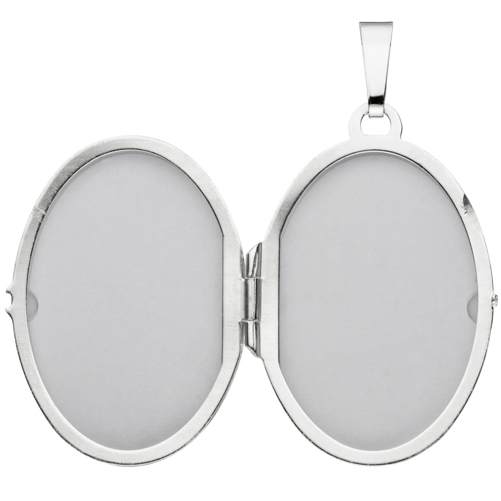 Medaillon oval 925 Sterling Silber eismatt Anhänger zum Öffnen
