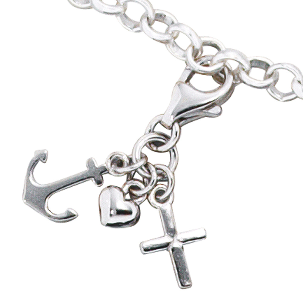 Einhänger Charm Glaube Liebe Hoffnung 925 Sterling Silber rhodiniert