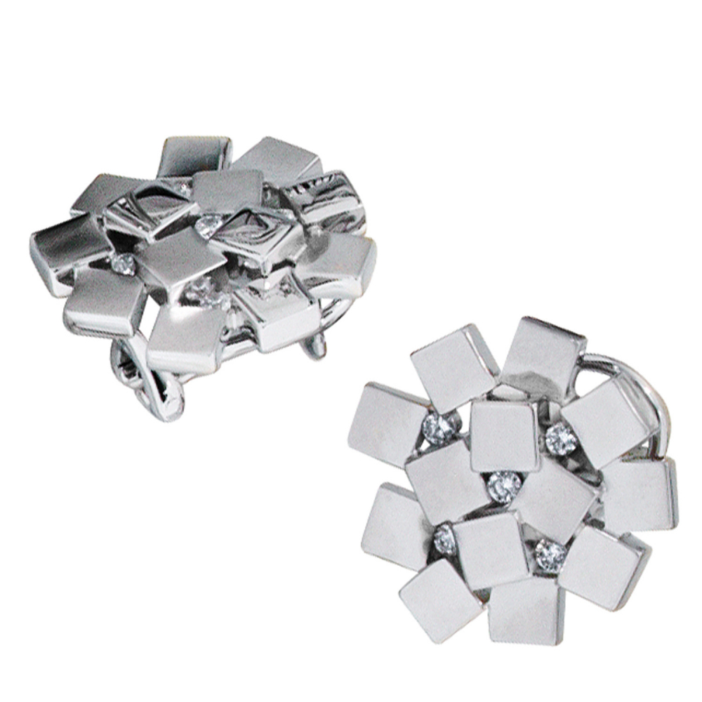 Ohrstecker 925 Sterling Silber rhodiniert mattiert 10 Zirkonia Ohrringe