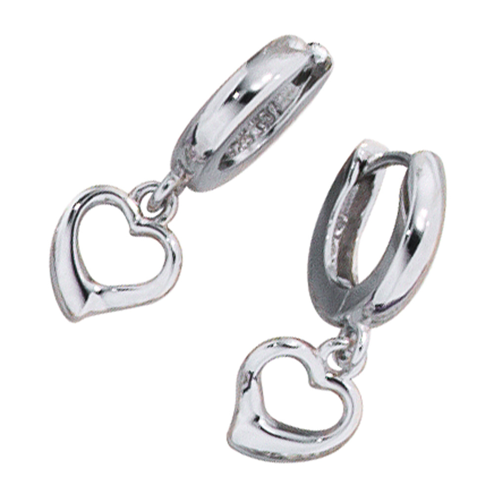 Kinder Creolen Herz 925 Sterling Silber rhodiniert Ohrringe Kinderohrringe