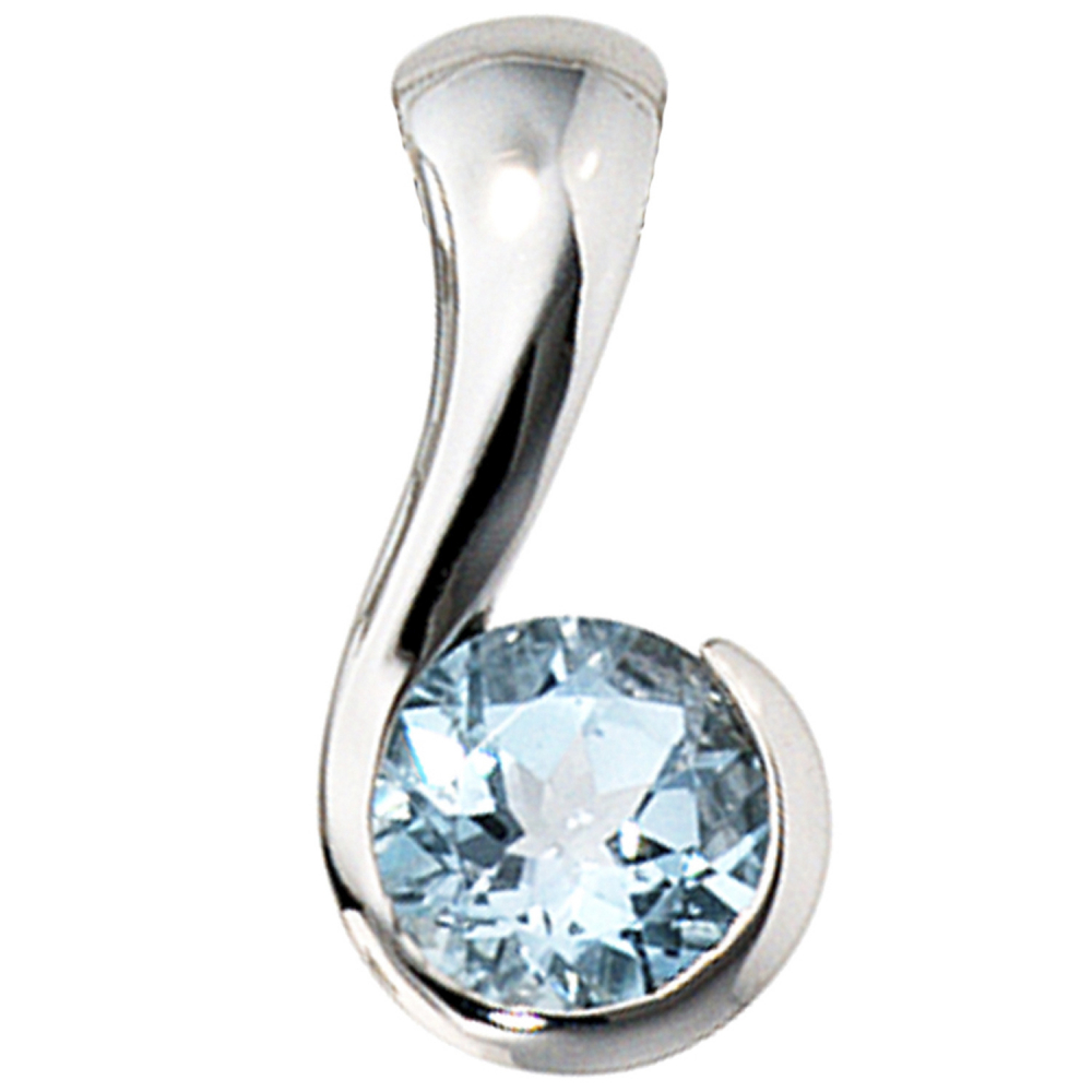 Anhänger 333 Gold Weißgold 1 Blautopas blau Goldanhänger