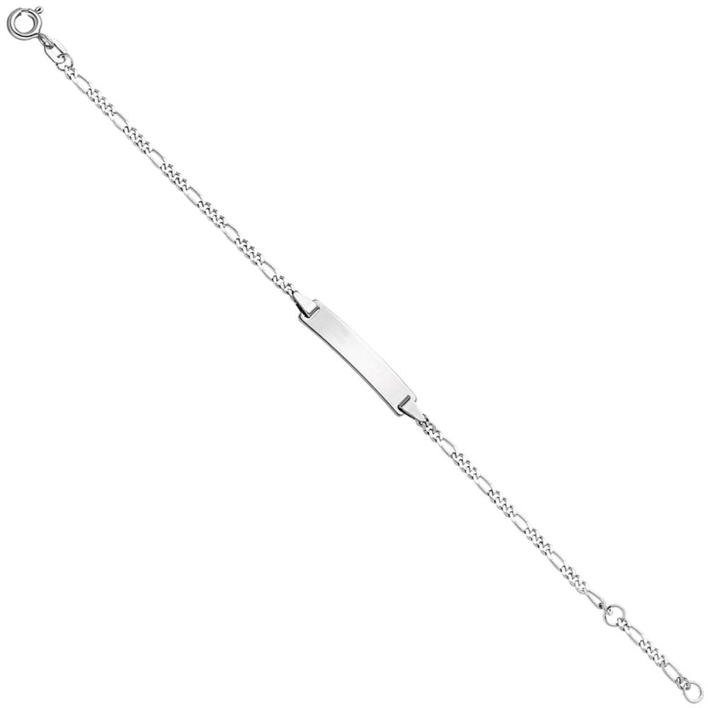 Schildband 925 Sterling Silber rhodiniert 16 cm Gravur ID Armband Federring