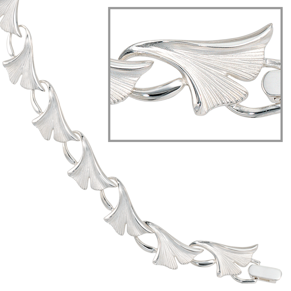 Armband Ginko Ginkgo 925 Sterling Silber mattiert 19 cm Silberarmband