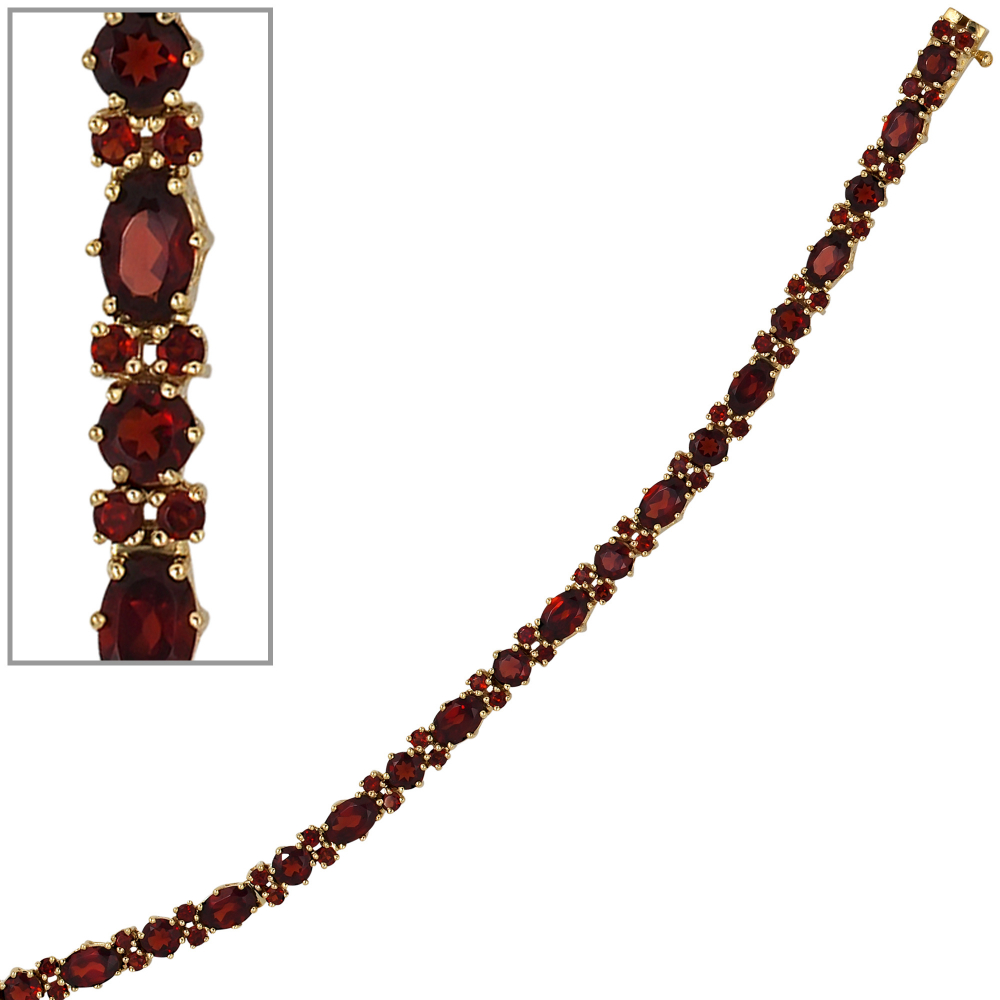 Armband 333 Gold Gelbgold und 72 Granate rot 19 cm Granatarmband