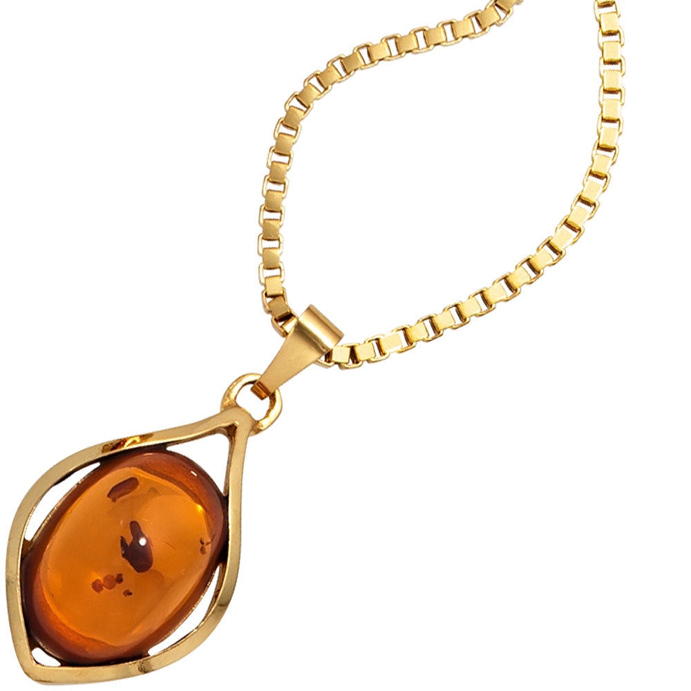 Anhänger 375 Gold Gelbgold 1 Bernstein-Cabochon Bernsteinanhänger