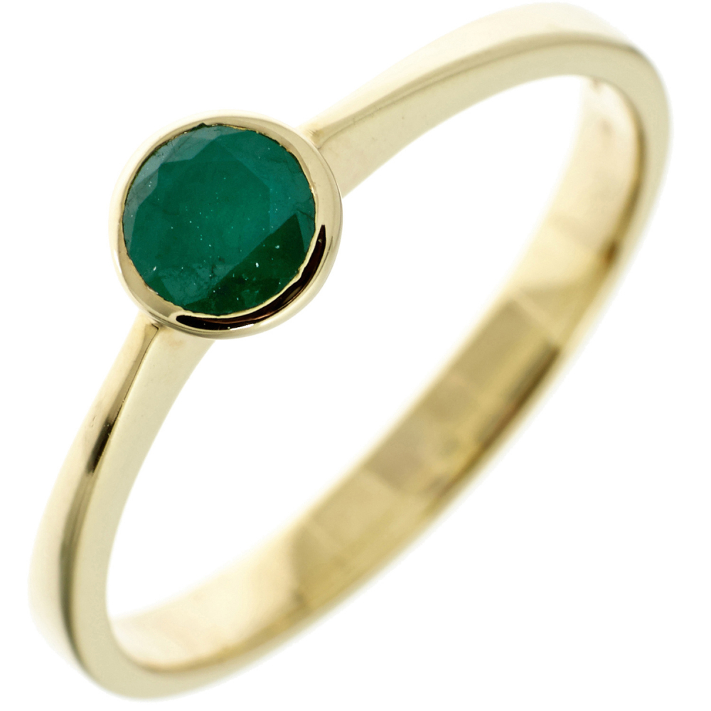 Damen Ring 333 Gold Gelbgold 1 Smaragd grün Goldring - 54mm