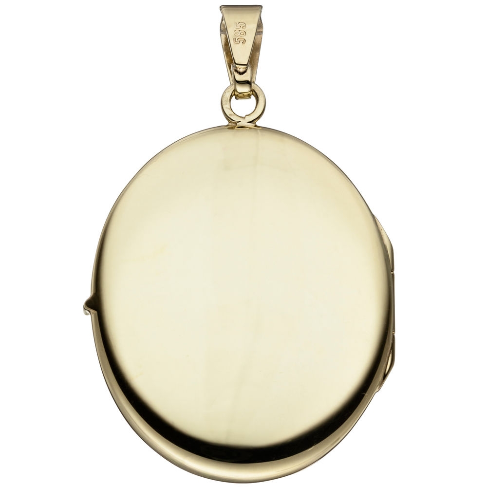 Medaillon oval 585 Gold Gelbgold Anhänger zum Öffnen