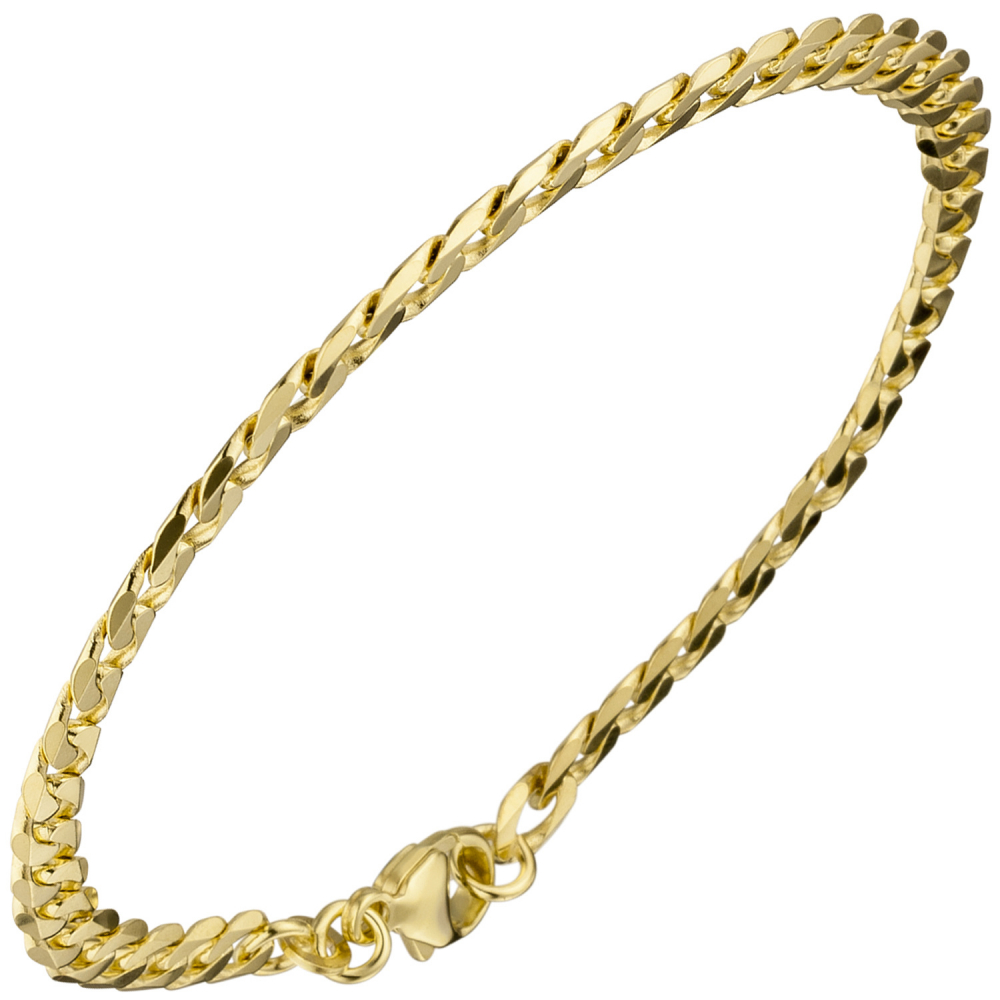 Panzerarmband 333 Gelbgold 21 cm Gold Armband Goldarmband Karabiner