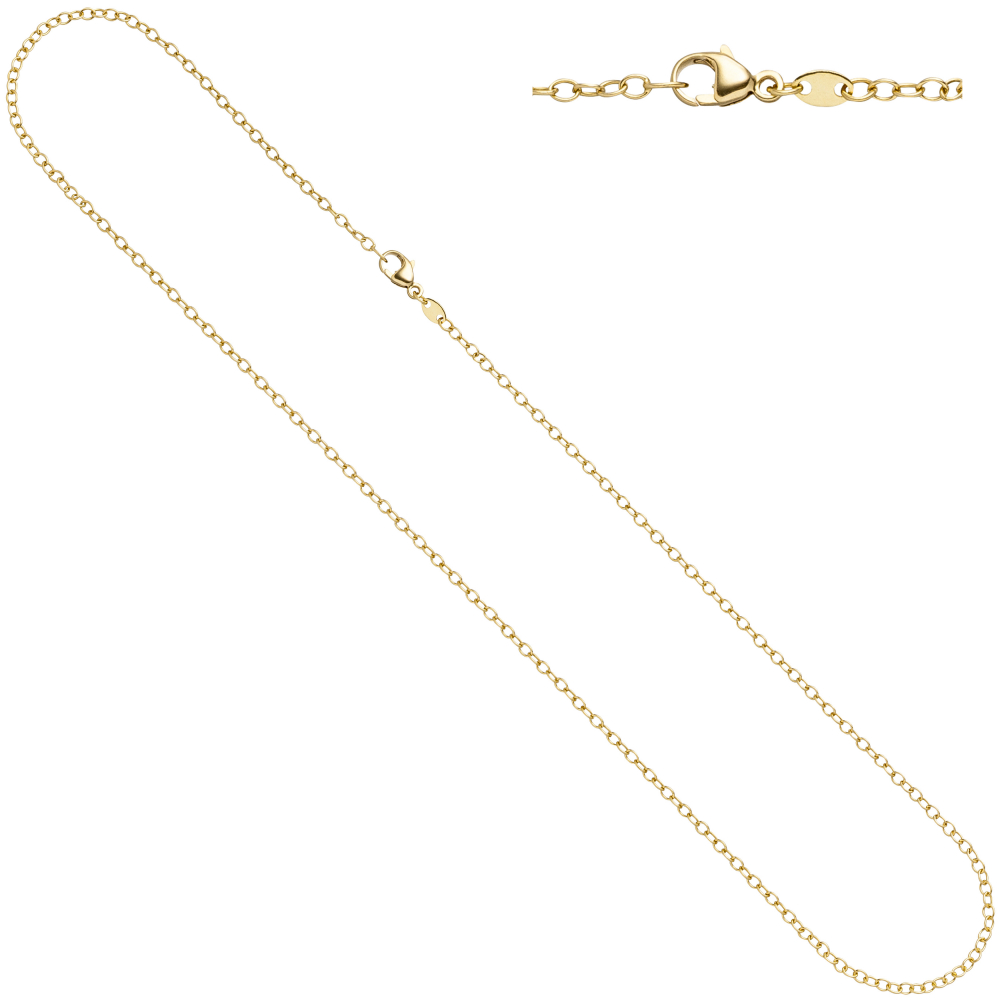 Weit-Ankerkette 585 Gelbgold 2 mm 45 cm Karabiner Gold Kette Halskette Goldkette