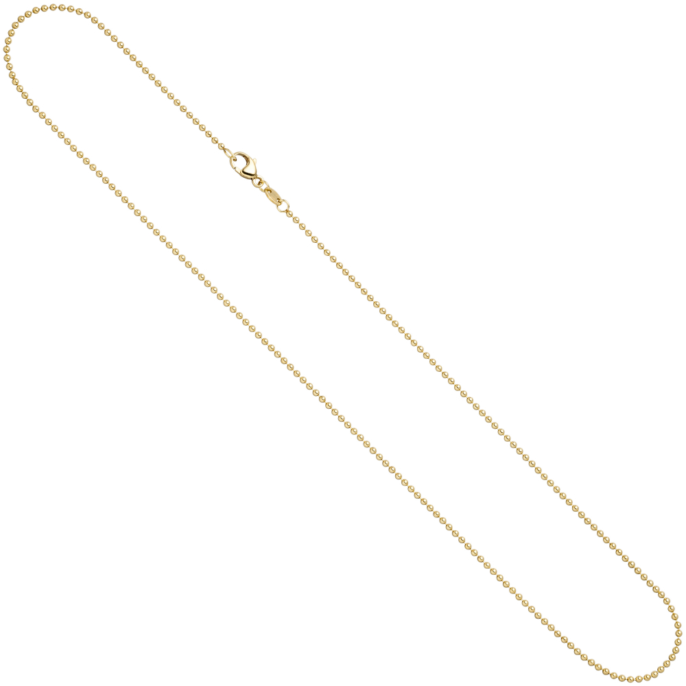 Kugelkette 585 Gelbgold 1,5 mm 45 cm Gold Kette Halskette Goldkette Karabiner