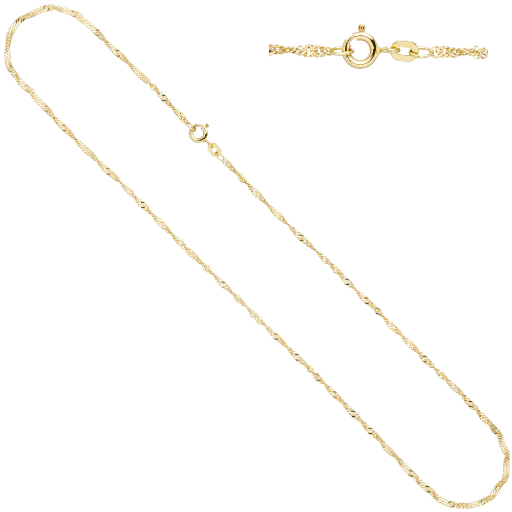 Singapurkette 585 Gelbgold 1,8 mm 42 cm Gold Kette Halskette Goldkette Federring