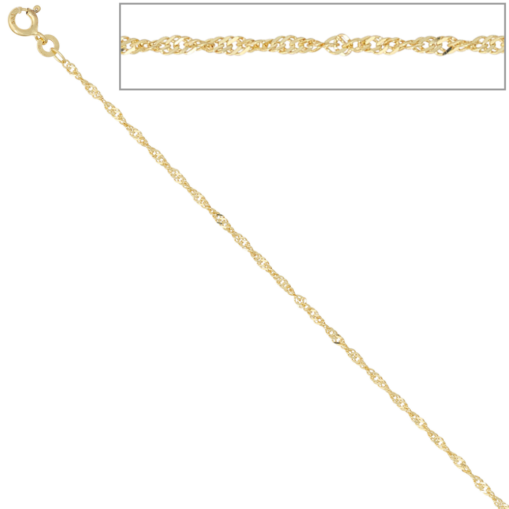 Singapurkette 585 Gelbgold 1,8 mm 42 cm Gold Kette Halskette Goldkette Federring