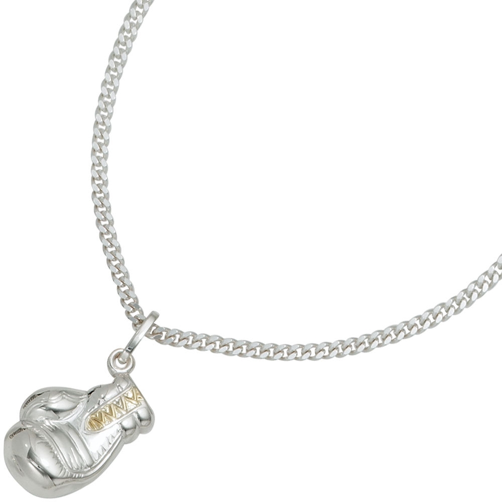 Kinder Anhänger Boxhandschuh 925 Silber bicolor vergoldet Kinderanhänger