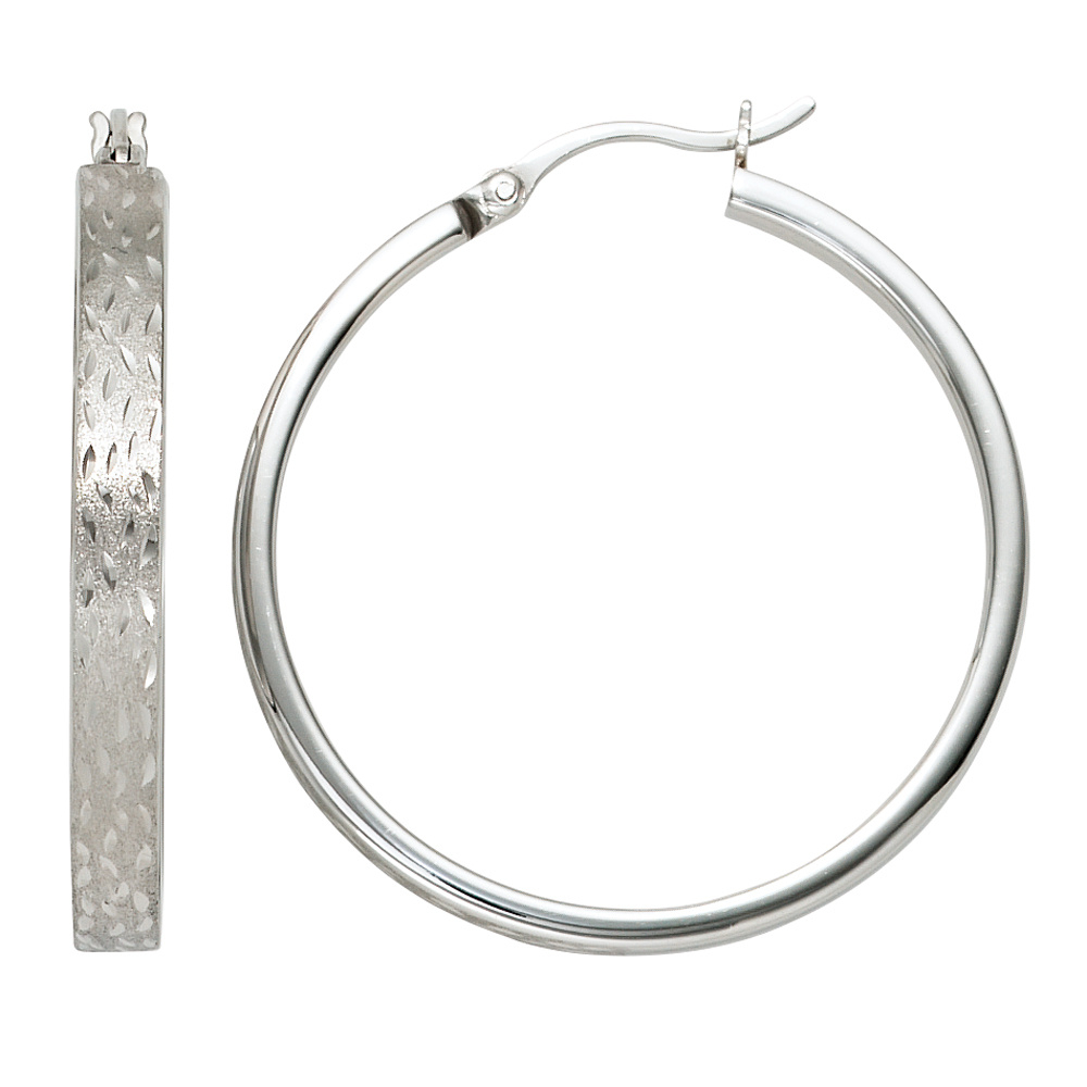Creolen rund 925 Sterling Silber mattiert Ohrringe Silberohrringe Silbercreolen