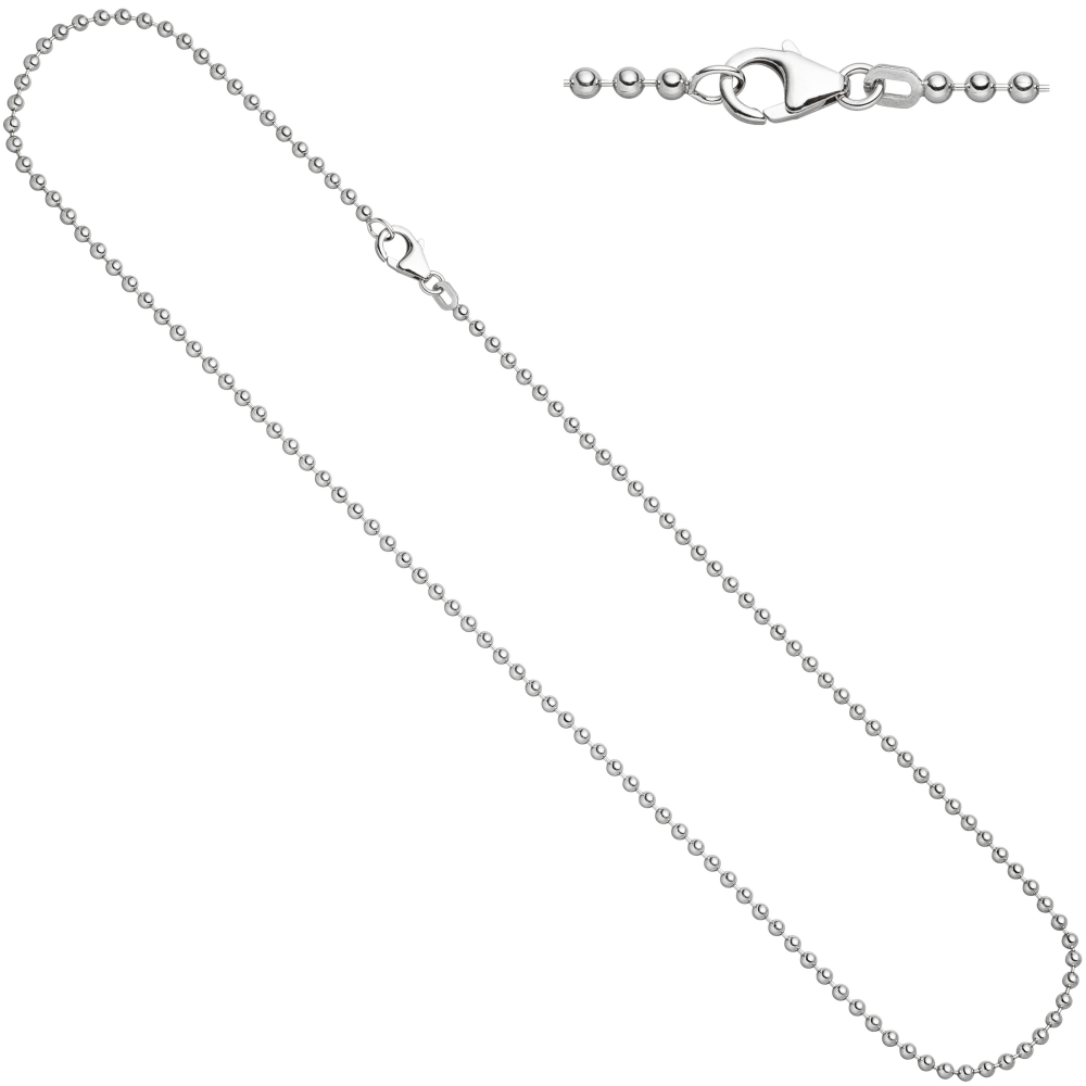 Kugelkette 925 Silber 1,4 mm 45 cm Halskette Kette Silberkette Karabiner