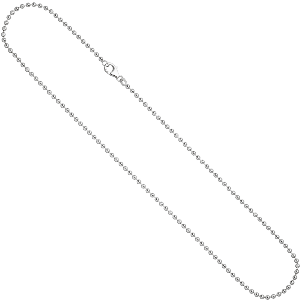 Kugelkette 925 Silber 1,4 mm 45 cm Halskette Kette Silberkette Karabiner