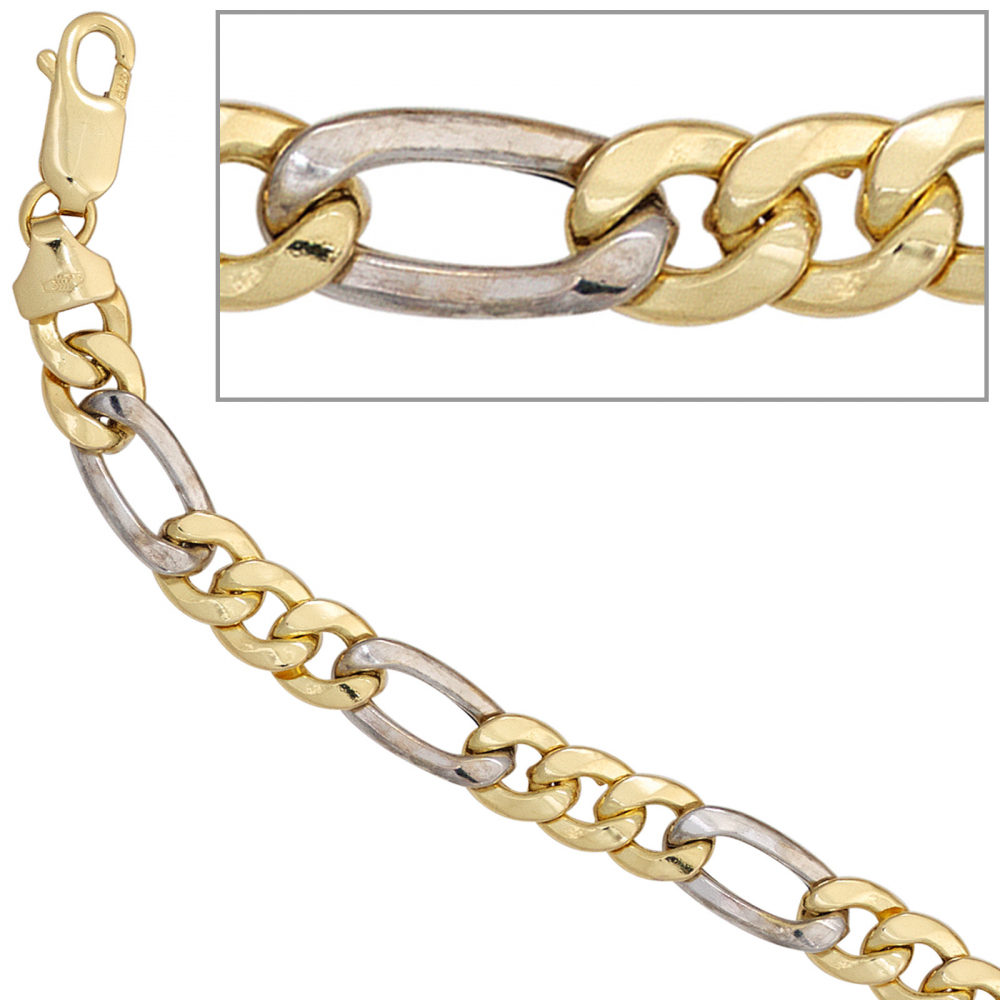 Figarokette 333 Gelbgold Weißgold bicolor 45 cm Gold Kette Halskette Goldkette