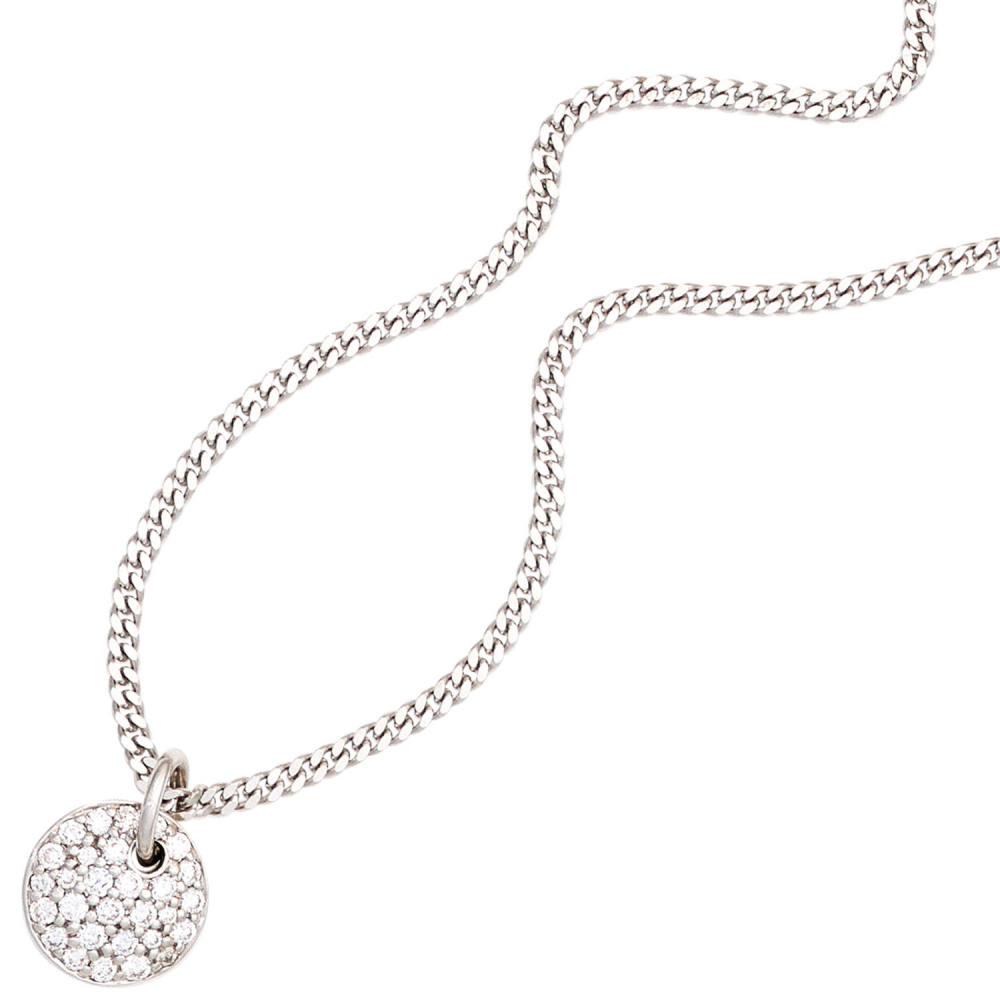 Anhänger rund 585 Gold Weißgold 29 Diamanten Brillanten 0,34ct. Weißgoldanhänger
