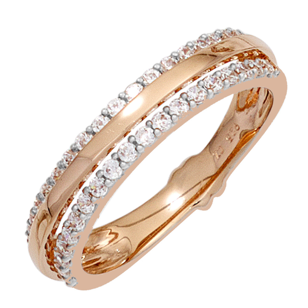 Damen Ring 585 Gold Rotgold 38 Diamanten Brillanten Rotgoldring - 58mm