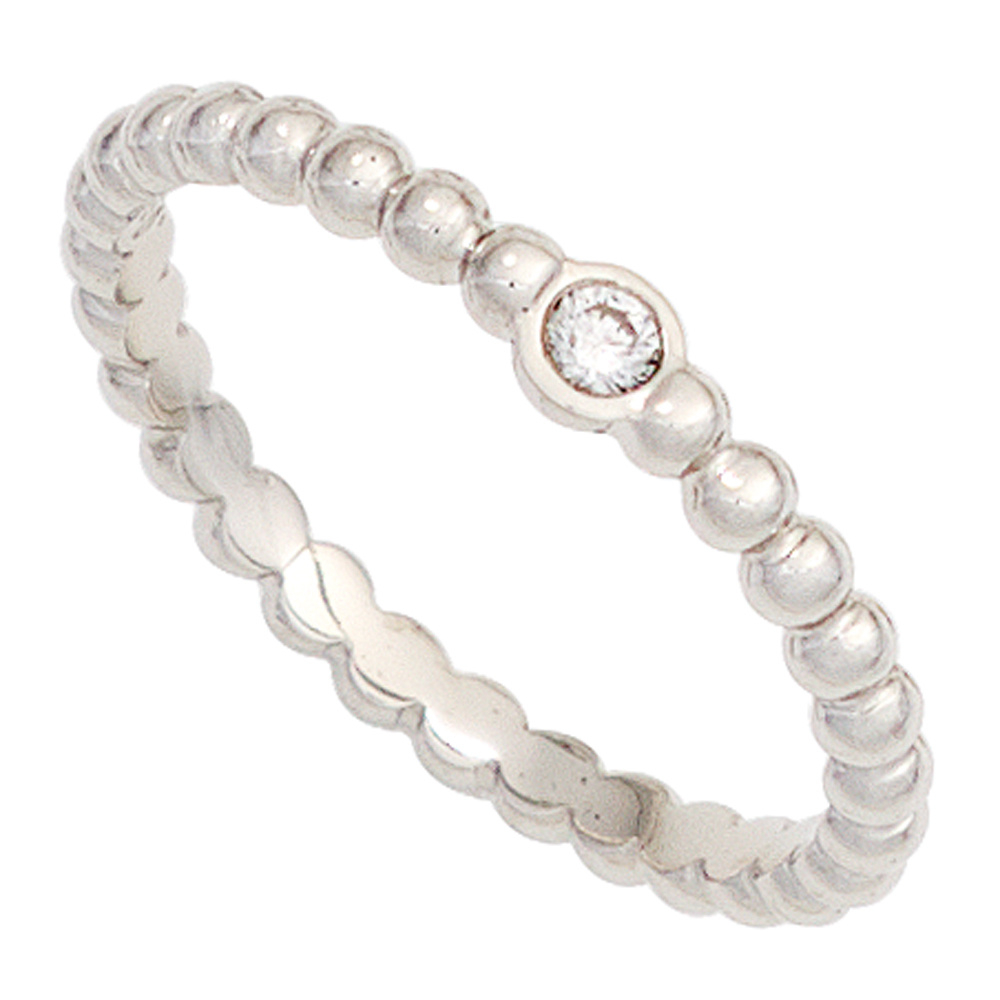 Damen Ring Kugel 950 Platin 1 Diamant Brillant 0,05ct. Kugelring Platinring - 54mm
