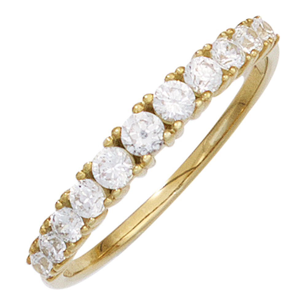Damen Ring 333 Gold Gelbgold 11 Zirkonia Goldring - 50mm
