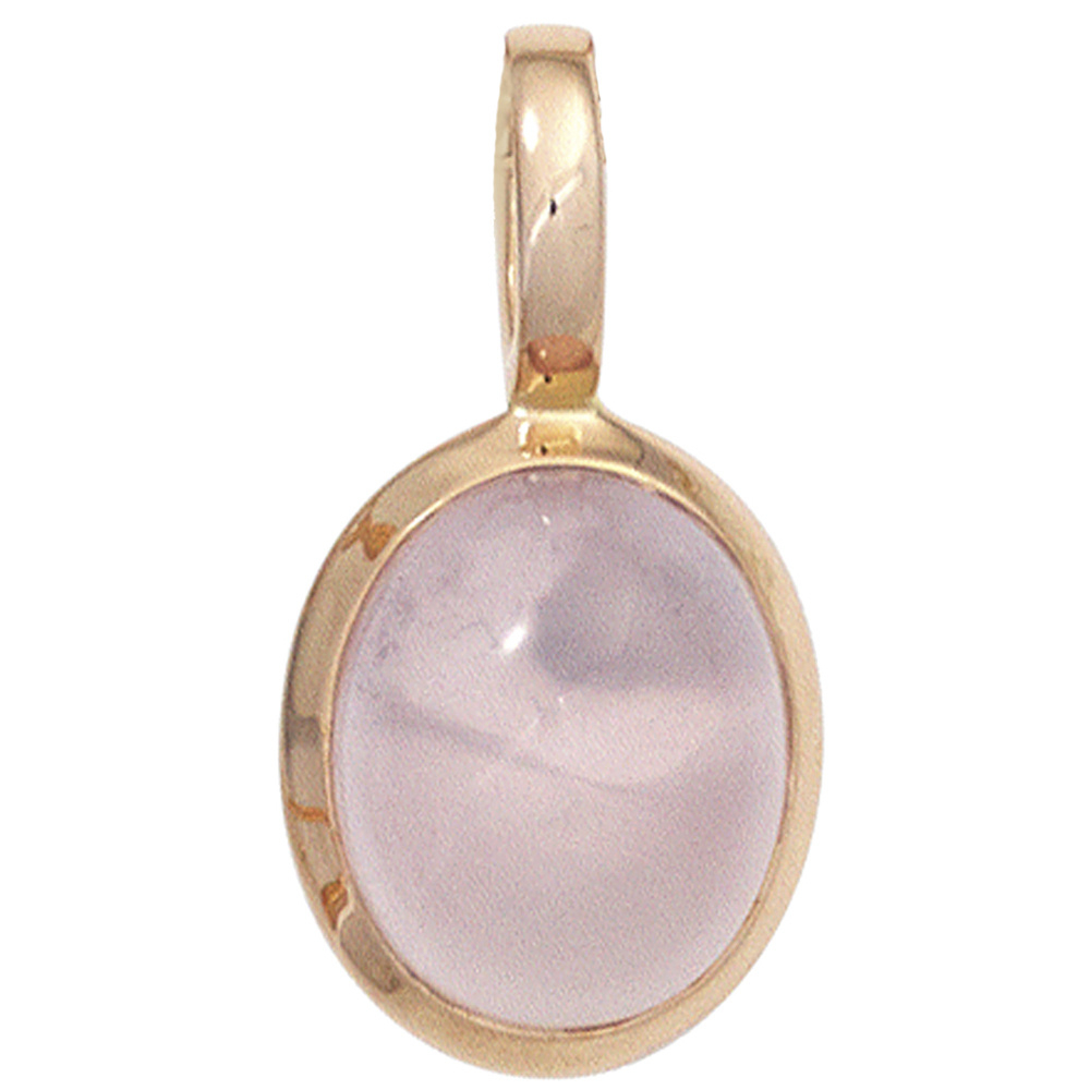 Anhänger oval 585 Gold Rotgold 1 Rosenquarz Cabochon rosa Rotgoldanhänger