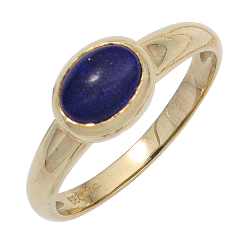 Damen Ring 585 Gold Gelbgold 1 Lapislazuli blau Goldring - 58mm