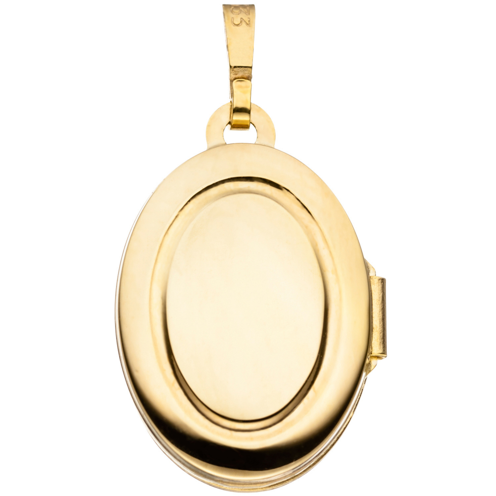 Medaillon oval 333 Gold Gelbgold mattiert Anhänger zum Öffnen