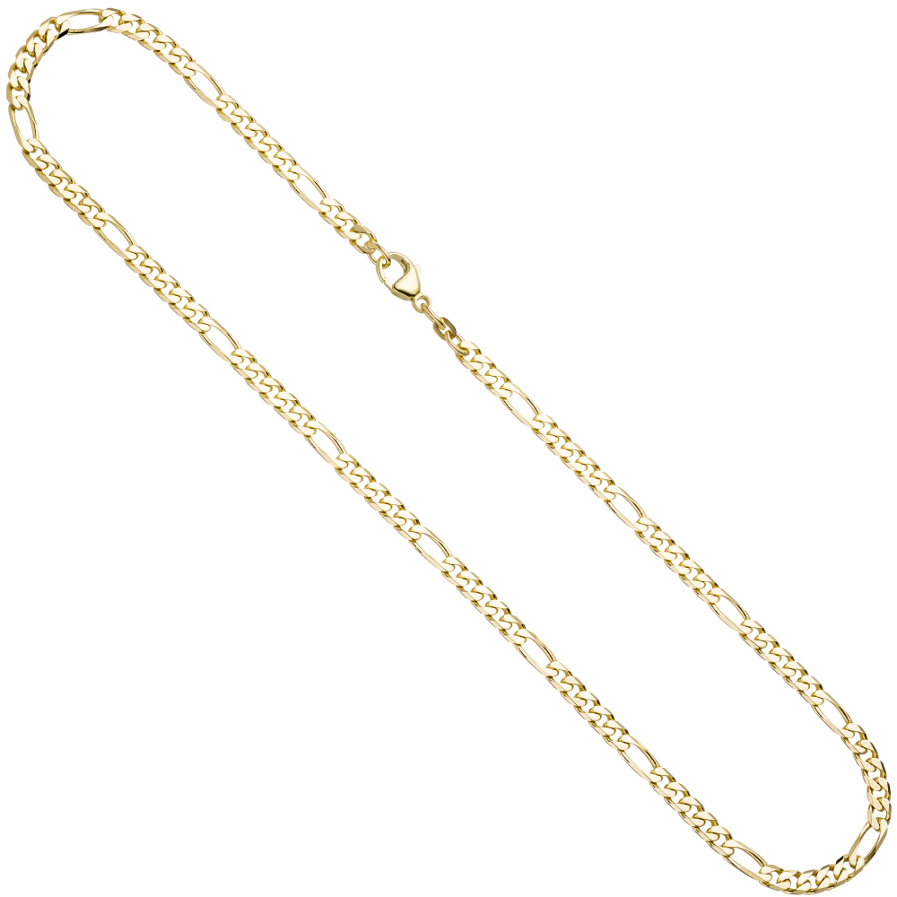 Figarokette 585 Gelbgold 4,4 mm 45 cm Gold Kette Halskette Goldkette Karabiner
