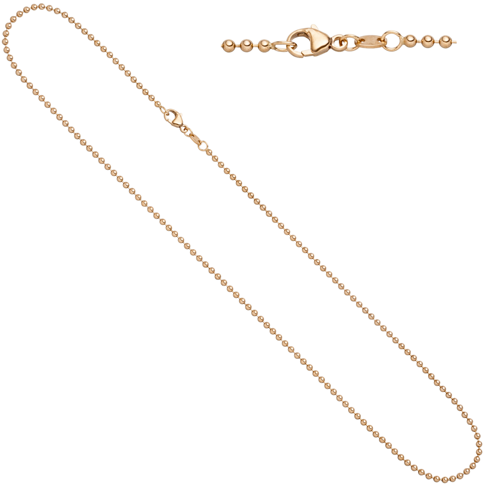 Kugelkette 585 Rotgold 2,0 mm 42 cm Gold Kette Halskette Rotgoldkette Karabiner