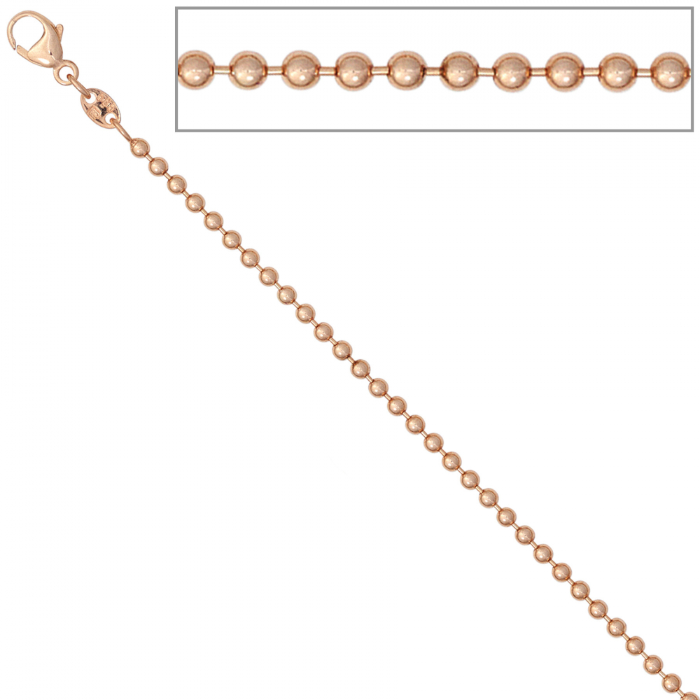 Kugelkette 585 Rotgold 2,0 mm 42 cm Gold Kette Halskette Rotgoldkette Karabiner