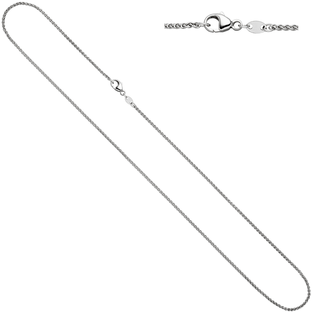 Zopfkette 333 Weißgold 1,0 mm 42 cm Gold Kette Halskette Weißgoldkette Karabiner