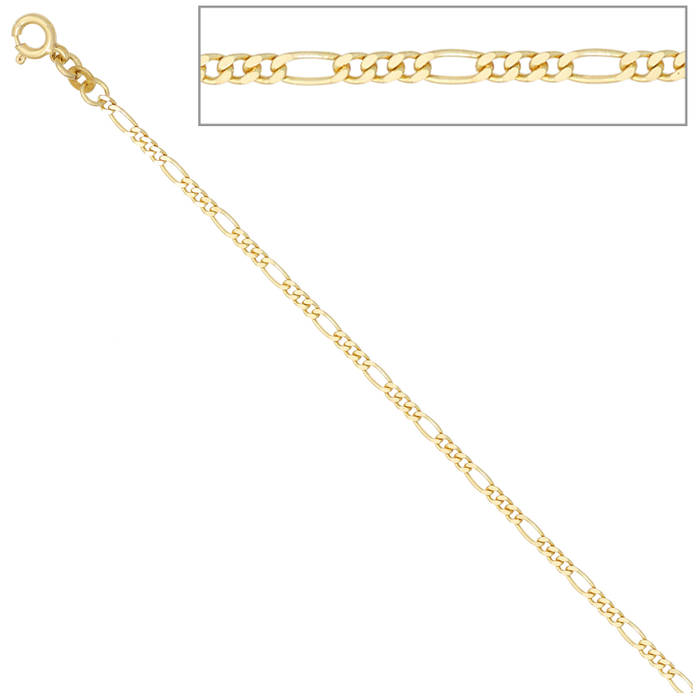 Figarokette 333 Gelbgold 2,3 mm 45 cm Gold Kette Halskette Goldkette Federring