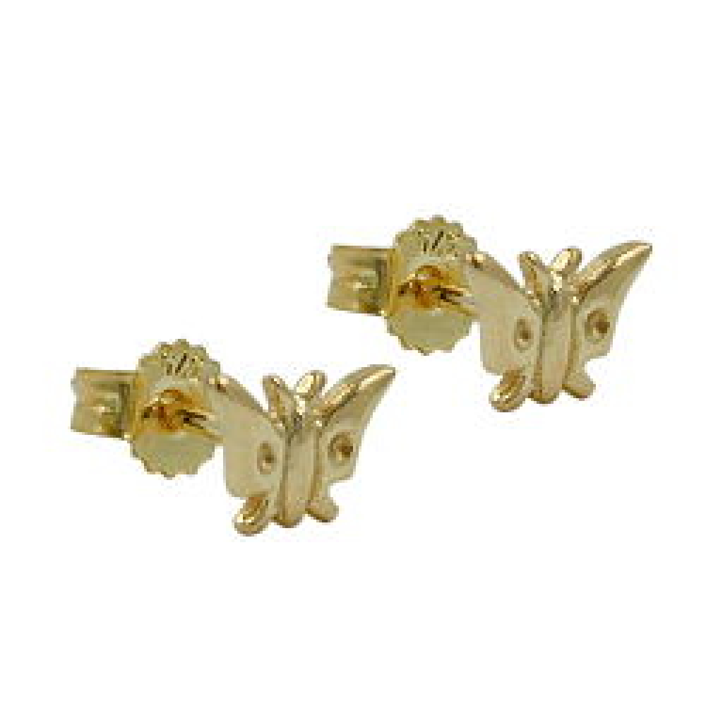 Stecker 5x7mm Schmetterling glänzend 9Kt GOLD