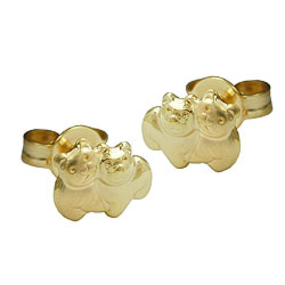 Stecker 6x8mm Bärenpaar matt-glänzend 9Kt GOLD