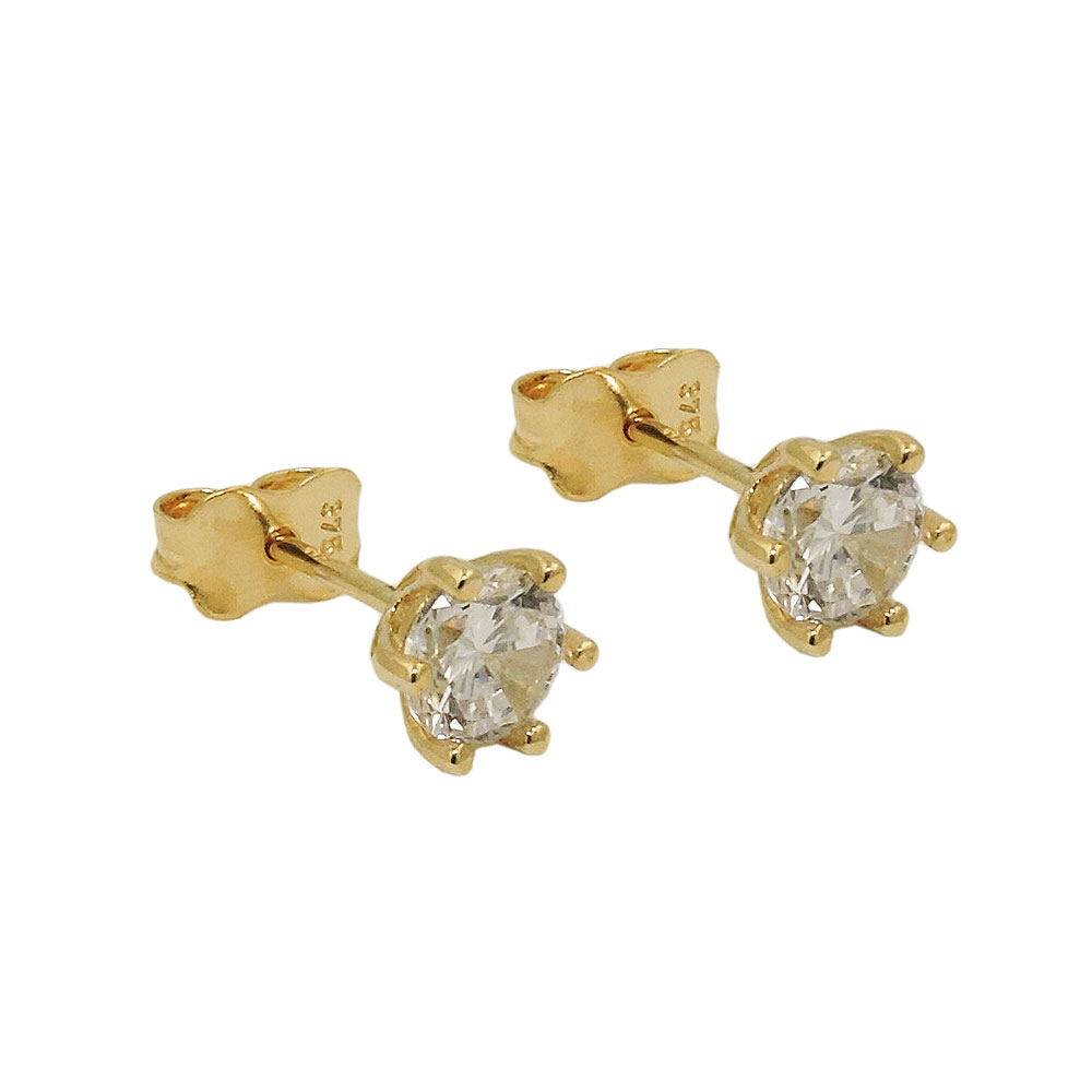 Stecker 5mm Zirkonia 9Kt GOLD