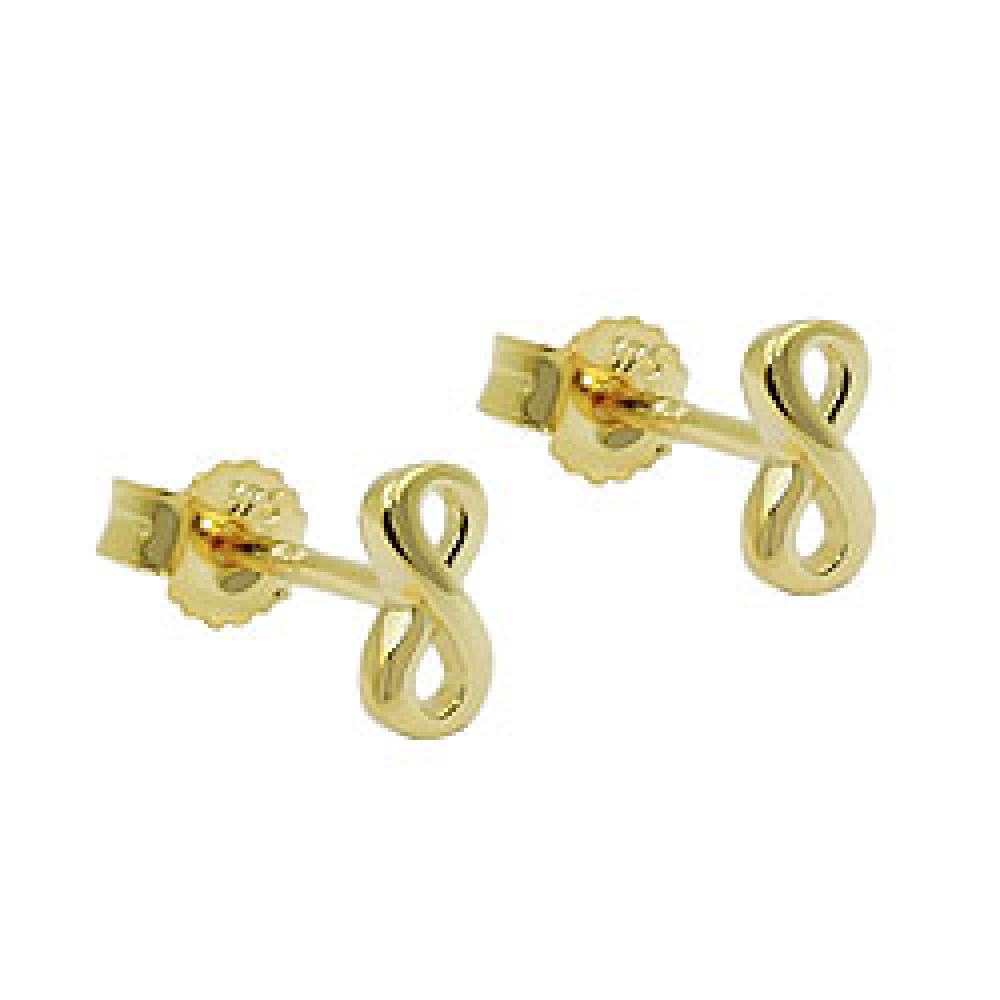 Stecker 6x3mm Unendlichkeit glänzend GOLD 9Kt