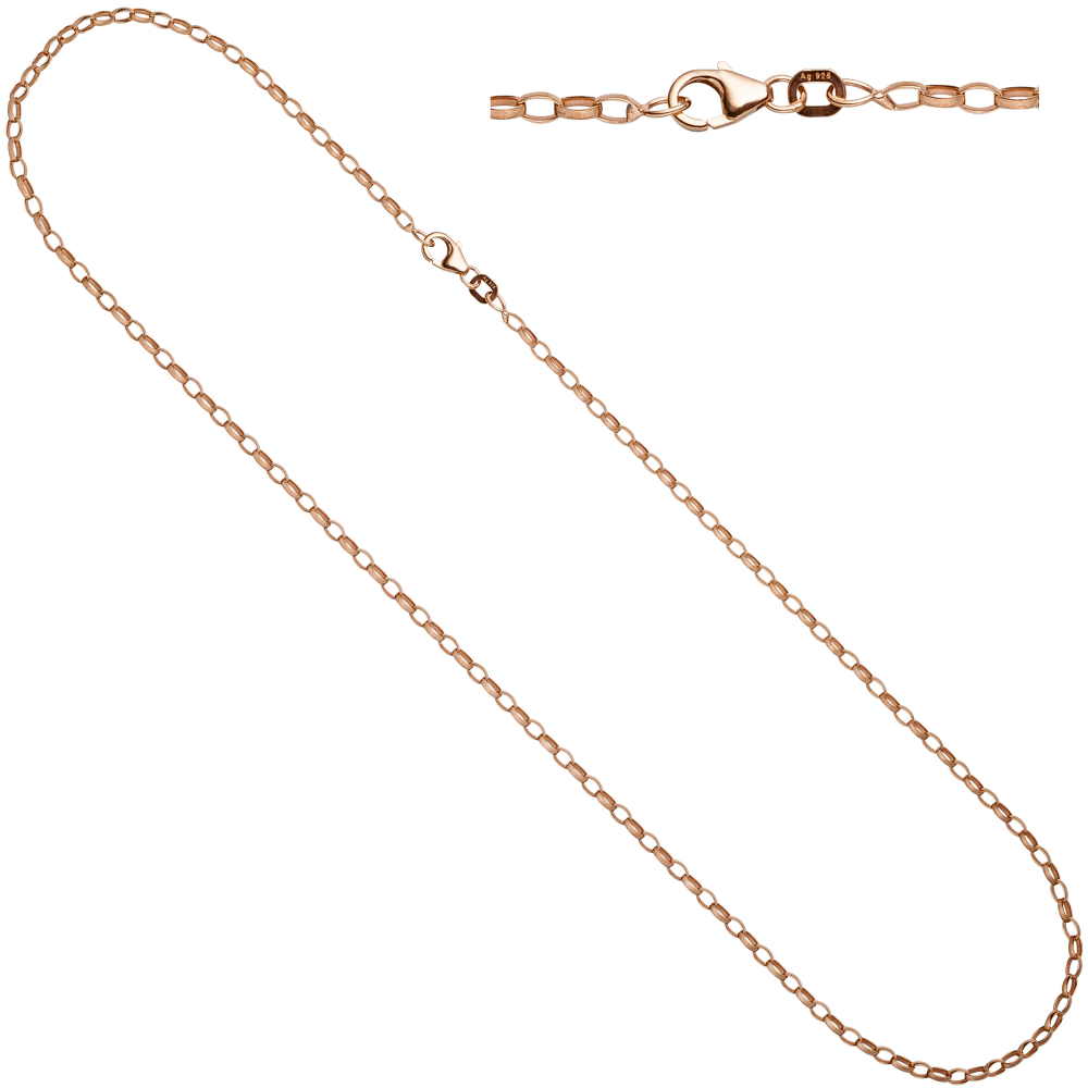 Ankerkette 925 Silber rotgold vergoldet 2,4 mm 45 cm Halskette Kette Karabiner