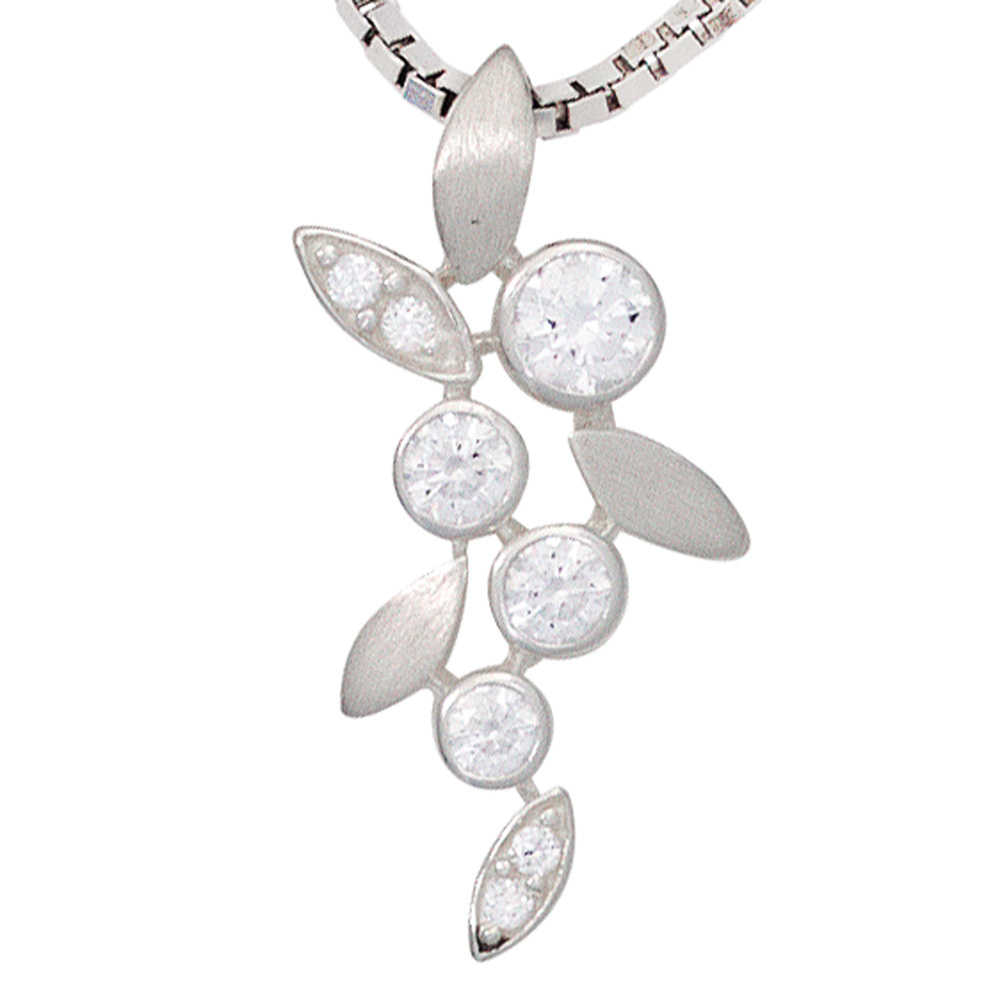 Anhänger 925 Sterling Silber rhodiniert mattiert mit Zirkonia