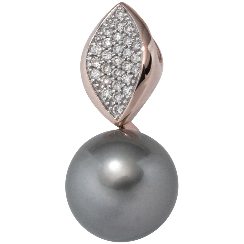 Anhänger 585 Rotgold 27 Diamanten Brillanten 1 Tahiti Perle Perlenanhänger