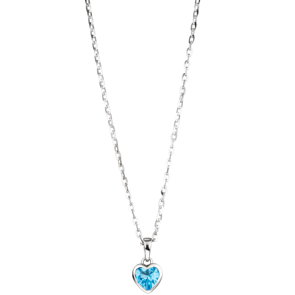 Kinder Anhänger Herz 925 Sterling Silber 1 Kristall blau hellblau Kinderanhänger