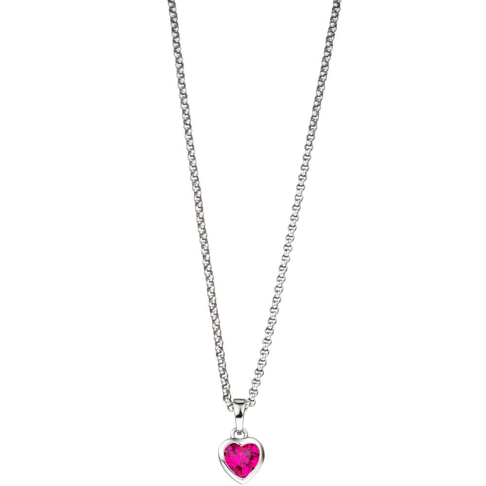 Kinder Anhänger Herz 925 Silber 1 Zirkonia pink Herzanhänger Kinderanhänger