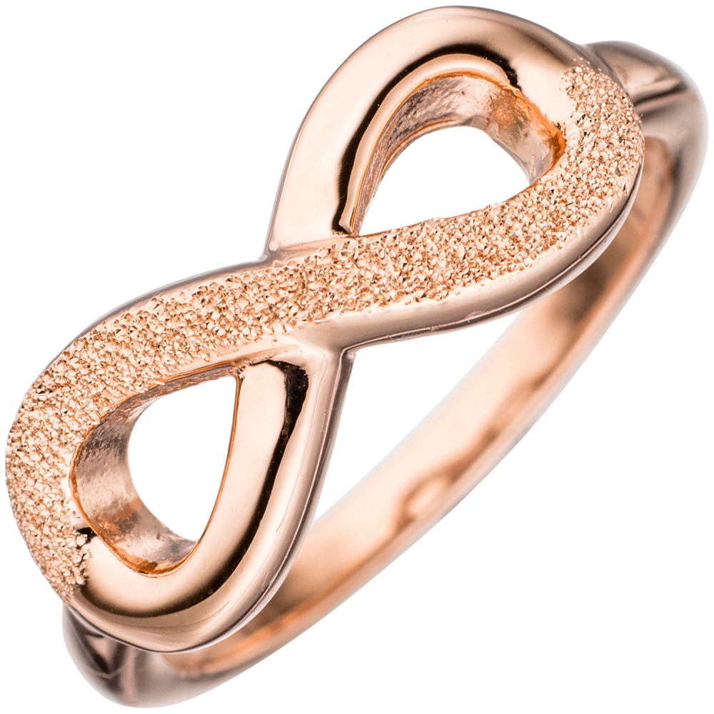 Damen Ring Unendlichkeit 925 Silber rotgold vergoldet mit Struktur Silberring - 56mm