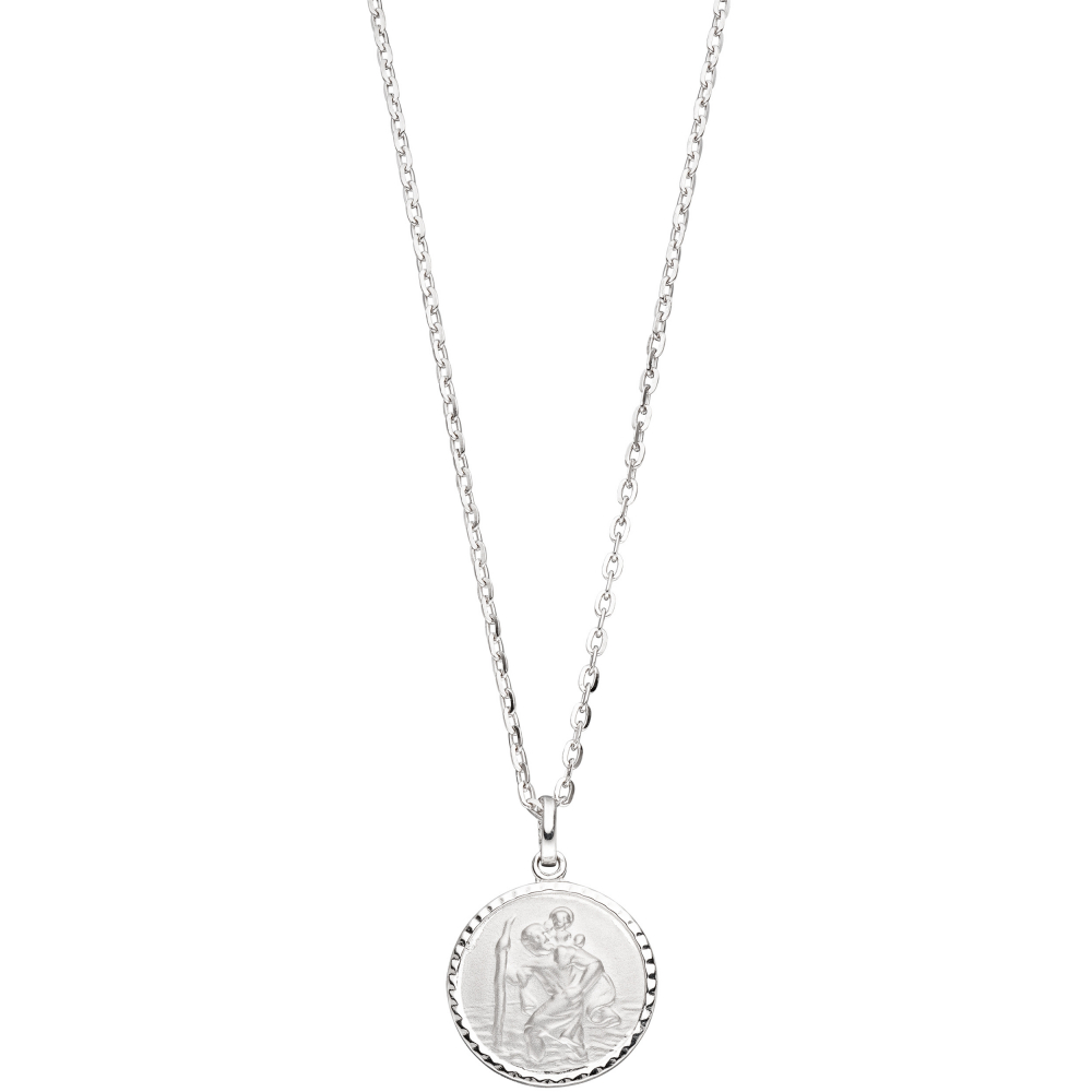 Anhänger Schutzpatron Christopherus rund 925 Sterling Silber mattiert