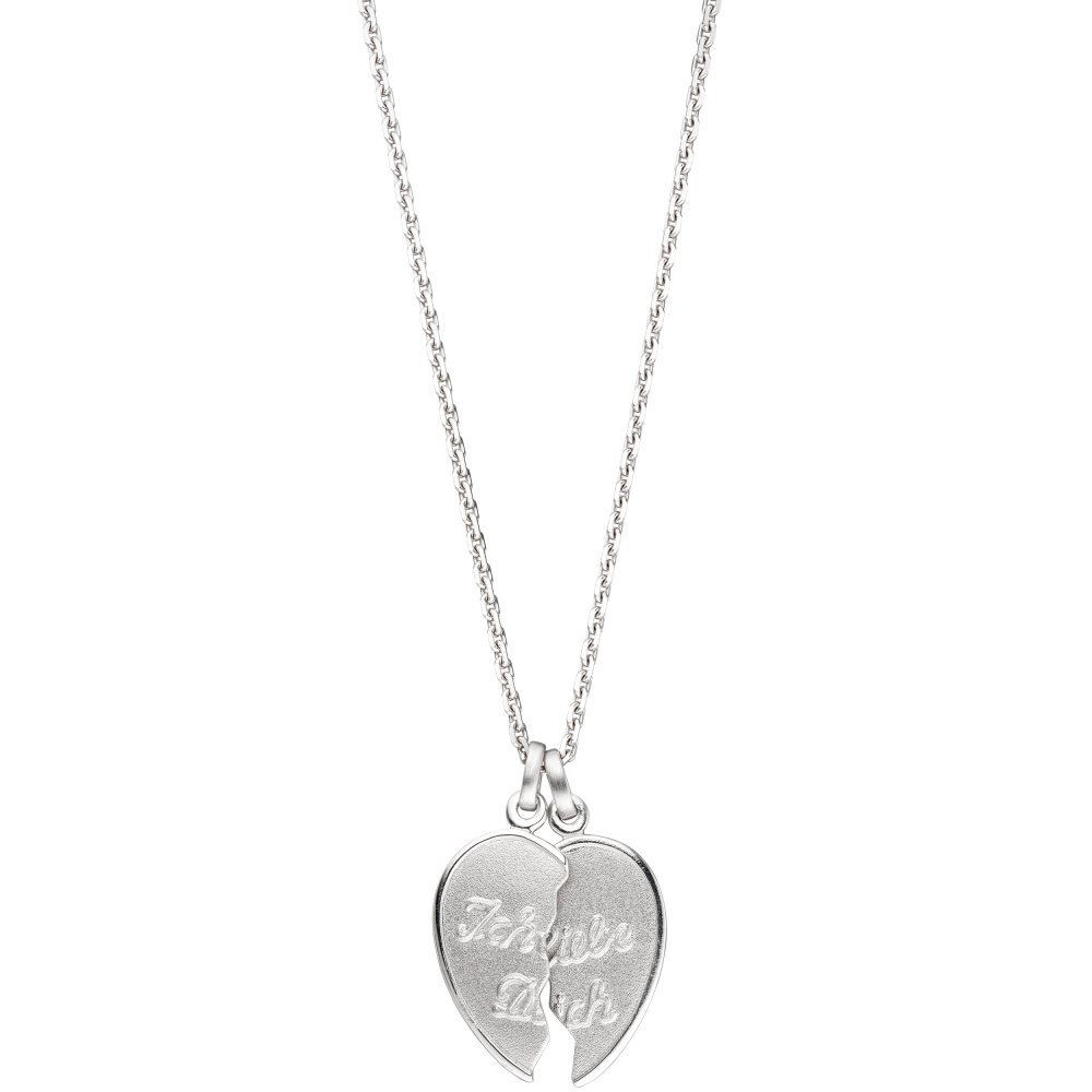 Anhänger Ich Liebe Dich / geteiltes Herz 925 Sterling Silber Partneranhänger