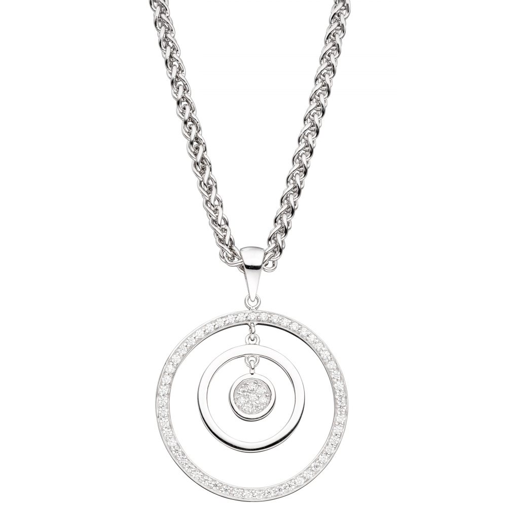 Anhänger rund 925 Sterling Silber rhodiniert mit Zirkonia