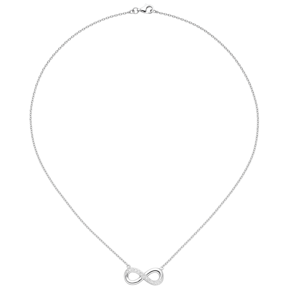 Collier Kette mit Anhänger Unendlichkeit 925 Sterling Silber mit Zirkonia 41 cm