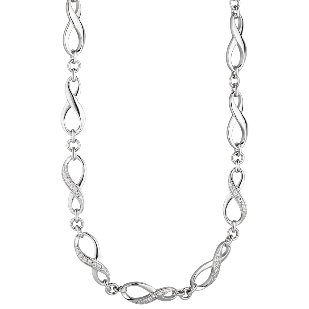 Collier Halskette Unendlich 925 Silber mit Zirkonia 48 cm Kette Silberkette