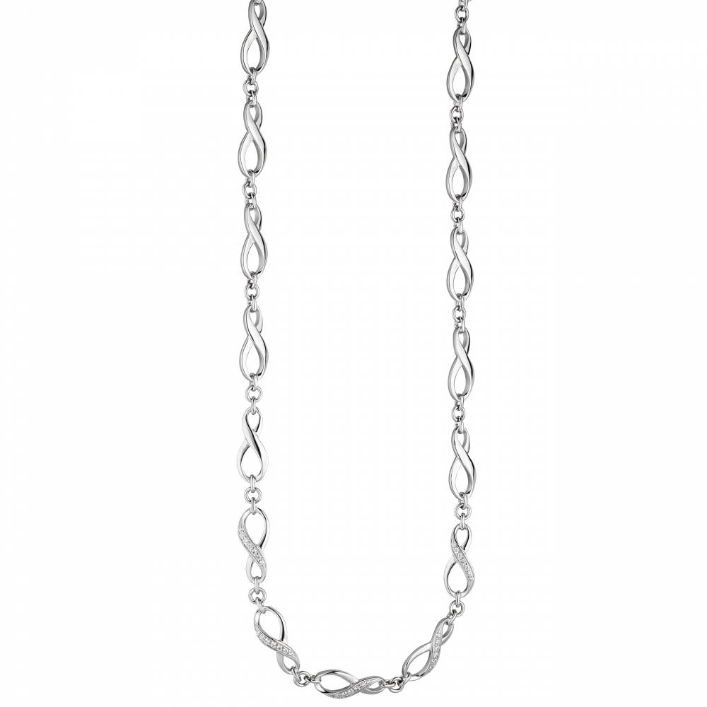 Collier Halskette Unendlich 925 Silber mit Zirkonia 48 cm Kette Silberkette