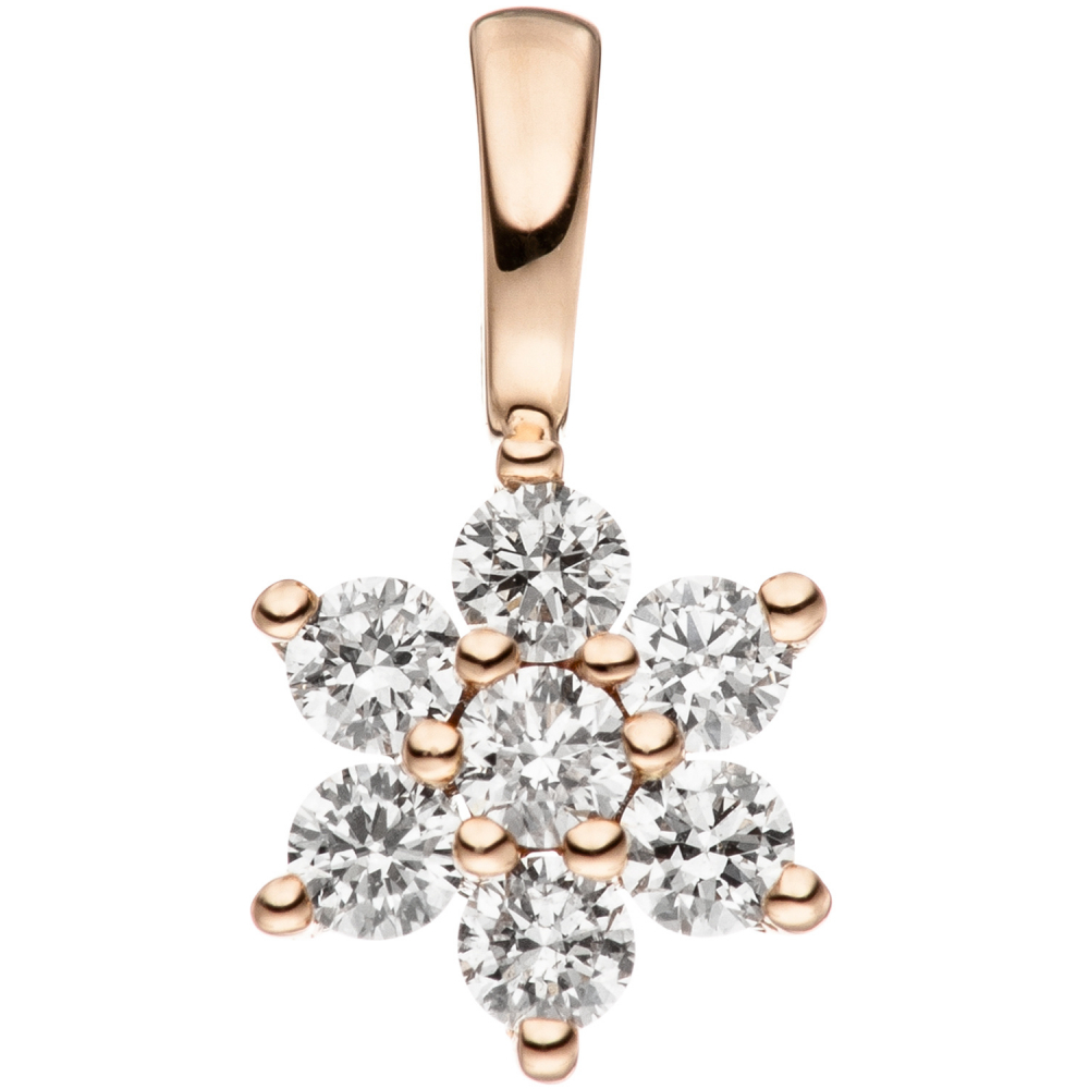 Anhänger 585 Gold Rotgold 7 Diamanten Brillanten Goldanhänger Brillantanhänger